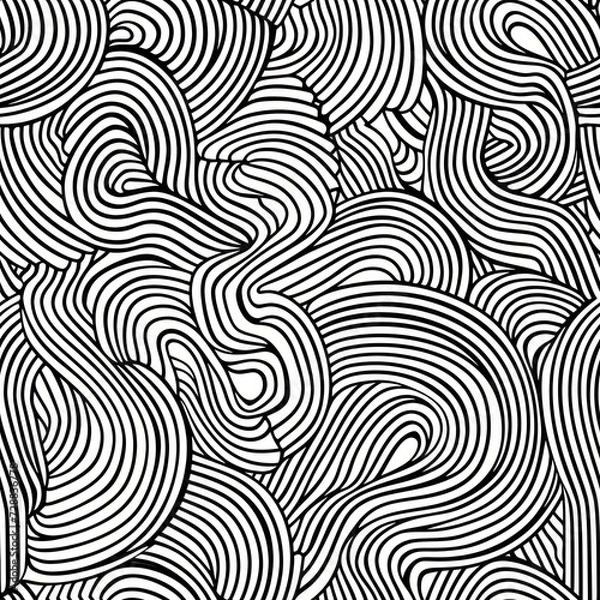 Obraz Seamless abstract line pattern with bold doodle lines against a white background.
