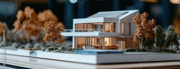 Obraz Model House With Trees in Front