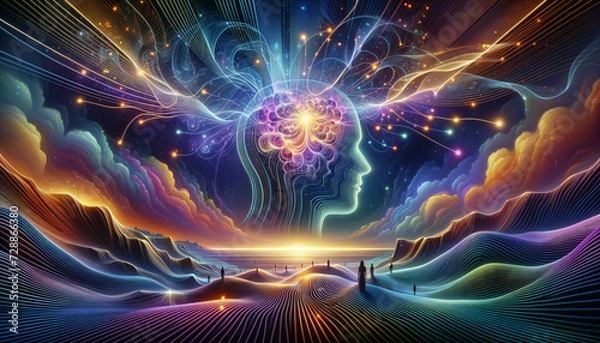 Obraz Abstract Neural Network in Vibrant Landscape