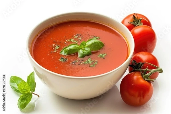 Obraz Isolated bowl of tomato soup on white