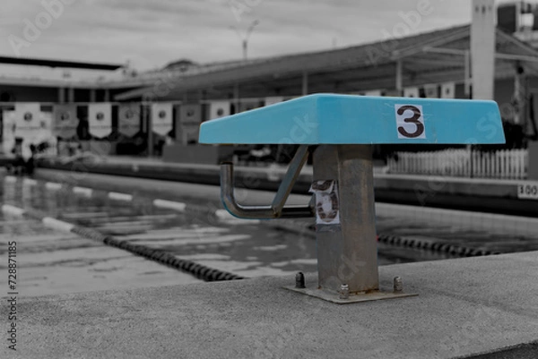 Fototapeta Dive into the world of competitive swimming with our captivating collection of royalty-free images featuring Olympic swimming pools and intense swimming competitions. Explore the energy and precision.