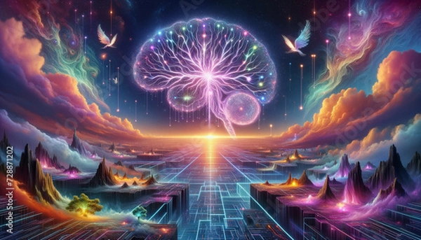Obraz Digital Synaptic Odyssey: Neural Networks and PsycheScape