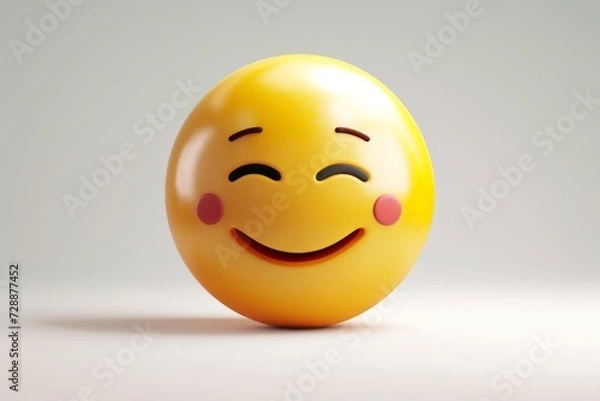 Fototapeta Golden smiley ball button, round yellow smile symbol, grin, smirk, and laughter, radiating good humor. Joyful happy positive vibes icon on black. Warmth childlike feelings, customer service excellence