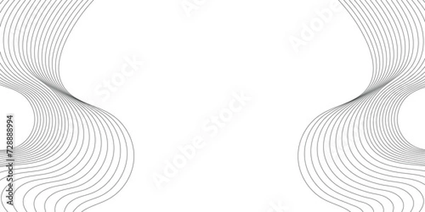 Fototapeta Vector abstract line art wavy flowing dynamic black isolated on transparent background in concept wave, wind, ocean