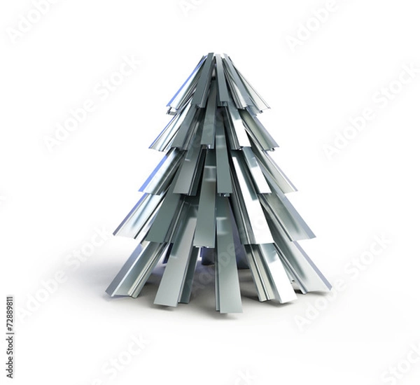 Obraz Christmas tree .fir tree metal on a white background
