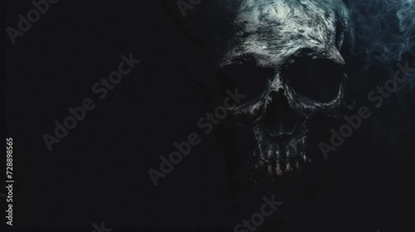 Obraz Abstract black horror background with a ghost's skull