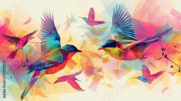 Obraz Abstract seemless colourful birds background
