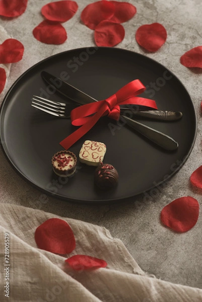 Obraz Decoration for the holiday. Plate with sweets