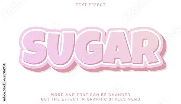 Obraz Sugar text effect template in 3d design