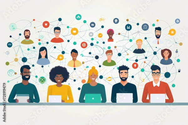 Fototapeta Knowledge Sharing: Members of online communities share their expertise and knowledge with one another.
