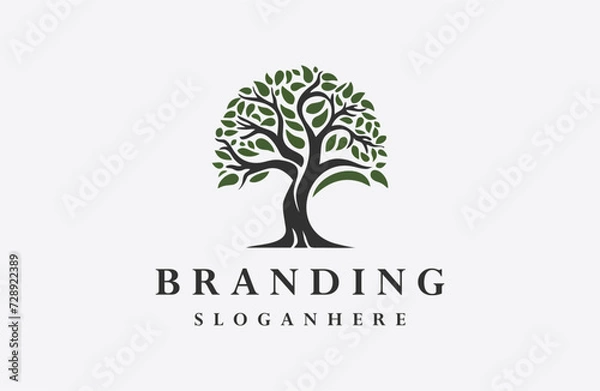 Fototapeta Tree logo style icon design template flat vector