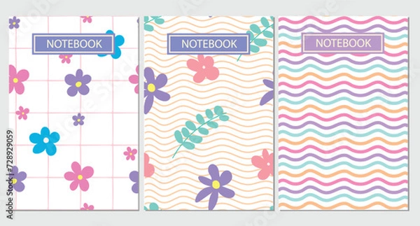 Obraz Trendy covers set. Cool abstract and floral design. Seamless pattern, easy to re-size. For notebooks, planners, brochures, books, catalogs etc. Vector illustration.