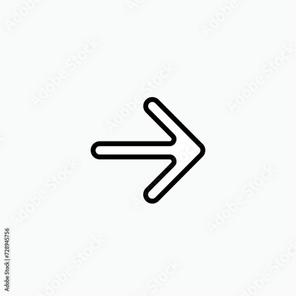 Fototapeta Right Arrow Button. Direction Icon. Guidance  Symbol. Recommended Route - Vector. 