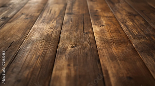 Fototapeta Highlight the authentic wood grain of the rustic wooden plank table top. generative AI
