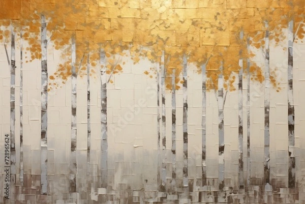 Obraz Abstract painting of trees in a forest