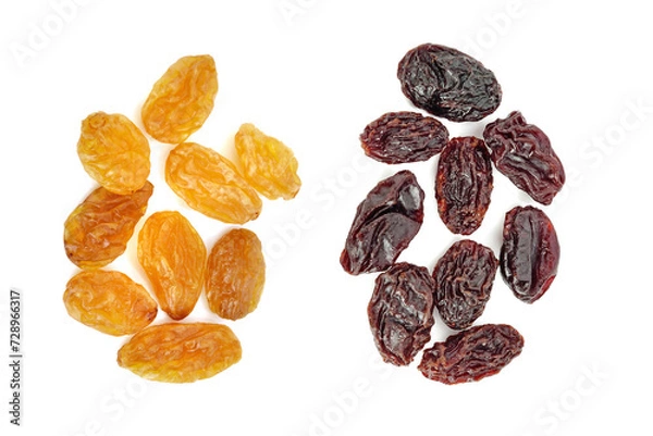 Obraz Dried raisins on white background