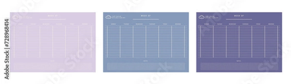 Fototapeta set 2 of week of planner (Forest). Vector illustration.
