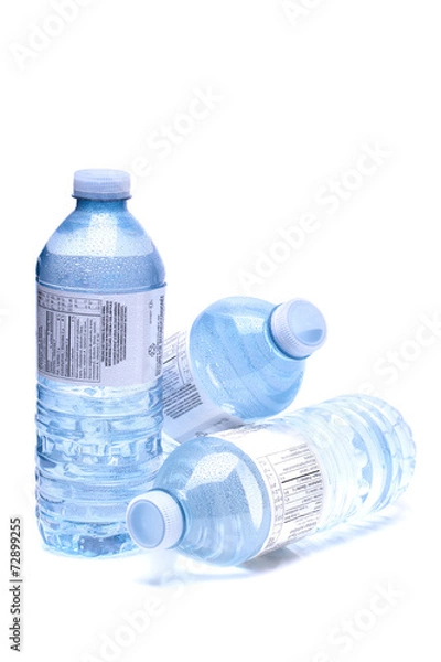 Obraz Bottled water close up shot isolated on the white background, sh