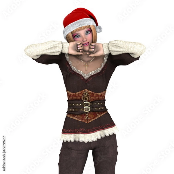 Fototapeta サンタクロース帽子の女性