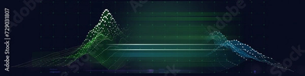 Fototapeta Abstract background grid polygonal wireframe graph with dots on dark blue. Technology graph concept in virtual space. Big Data. Banner for business, science and technology.