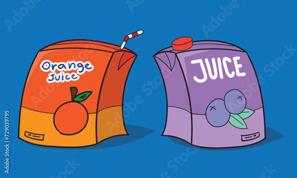 Fototapeta Juice box design, Juice boxes, orange juice, blue berry juice are flexible and movement.