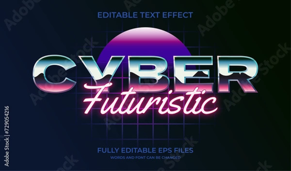 Obraz 80s retro cyber futuristic editable text effect