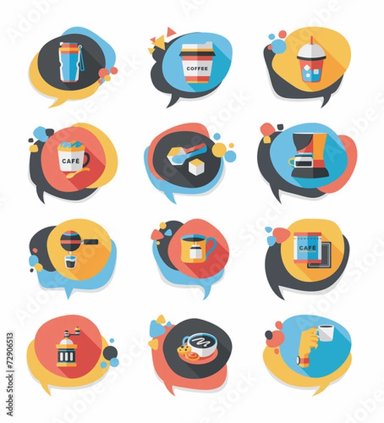 Fototapeta Coffee bubble speech flat banner design flat background set, eps