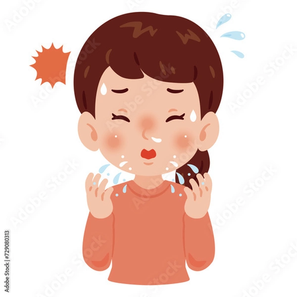 Fototapeta くしゃみをする女性