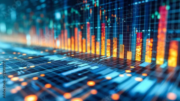Obraz Business and financial concept with stock market charts, illustrating growth and investment in a digital and statistical analysis setting