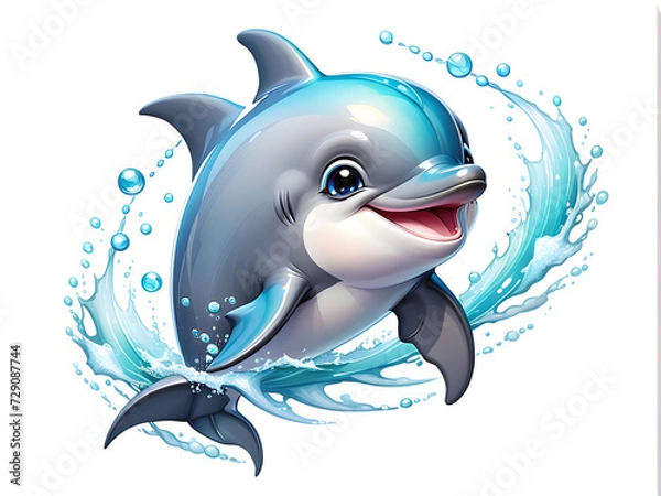 Fototapeta illustration of a dolphin jumping