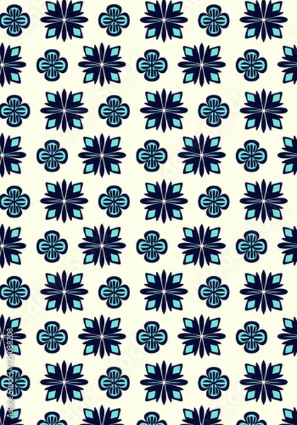 Fototapeta seamless pattern with dark blue figures on light background