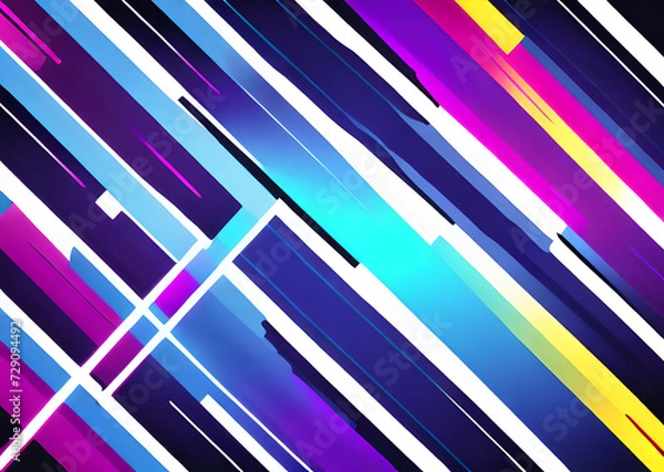 Fototapeta Bright abstract stripes, Mix of glitch noises and colors, In grunge style with elements of sc-fi technology, imitation of screen errors, background, design, wallpaper, for your project, air sol paints