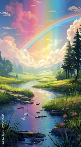 Fototapeta Beautiful landscape background on mobile resolution