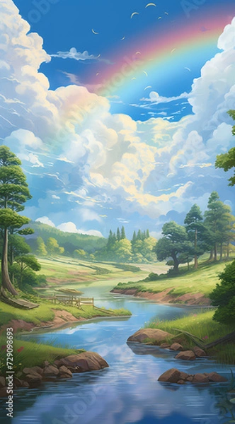 Fototapeta Beautiful landscape background on mobile resolution