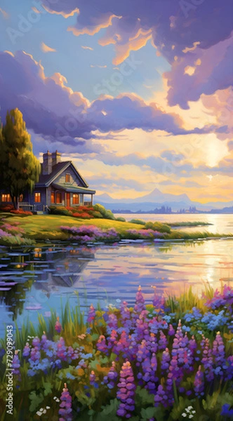 Fototapeta Beautiful landscape background on mobile resolution