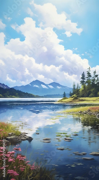 Fototapeta Beautiful landscape background on mobile resolution