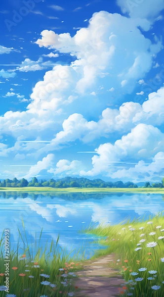 Fototapeta Beautiful landscape background on mobile resolution