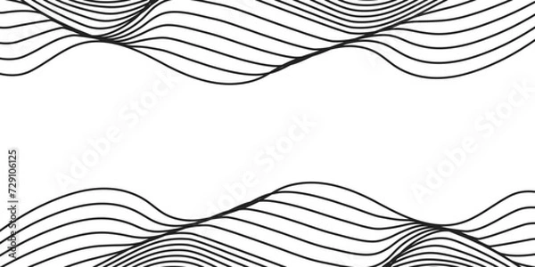 Fototapeta Vector abstract line art wavy flowing dynamic black isolated on transparent background in concept wave, wind, ocean