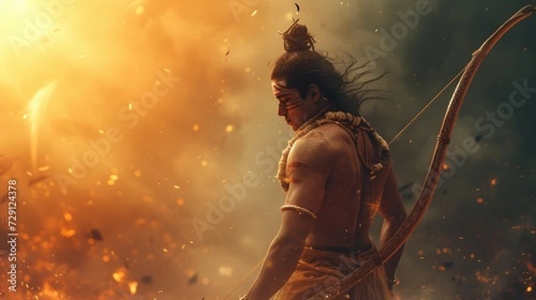 Fototapeta divine celebration: honoring Ram Navami, a sacred Hindu festival commemorating the birth of Lord Rama, with devout worship, spiritual rituals, and vibrant cultural festivities steeped in tradition