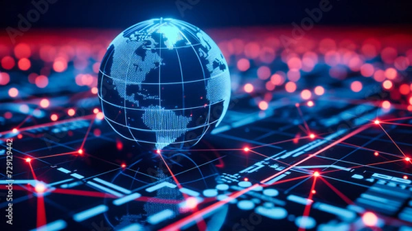 Obraz Global technology and business network concept, visualizing digital connectivity and communication across the world