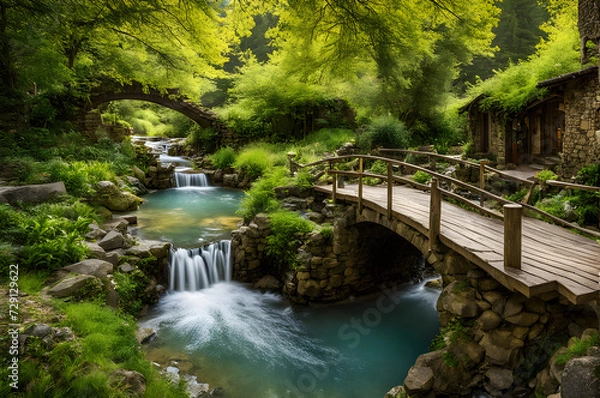 Obraz A beautiful nature view and a small river .