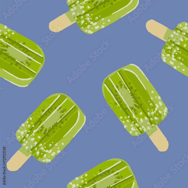 Obraz illustration seamless pattern summer kiwi icecream