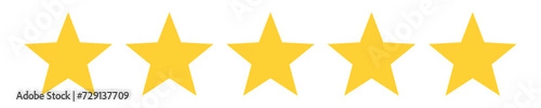Obraz Five stars rating icon isolated on transparent background.  