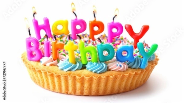 Obraz Happy Birthday Cake with Candles