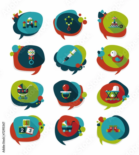 Fototapeta baby bubble speech banner design flat background set, eps10