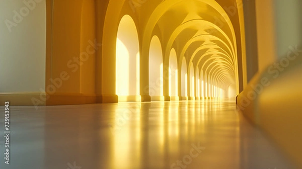 Obraz Majestic ancient corridor with arches, showcasing historical architecture and the timeless beauty of traditional design in a serene and elegant setting
