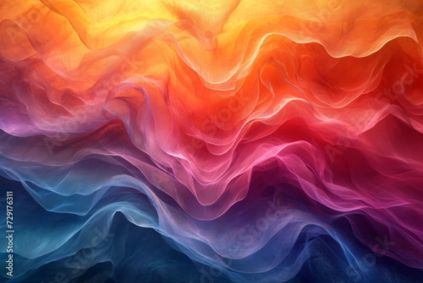 Obraz Abstract futuristic background with colorful, pastel shapes. Visualization of motion waves. Wallpaper or backdrop for modern projects