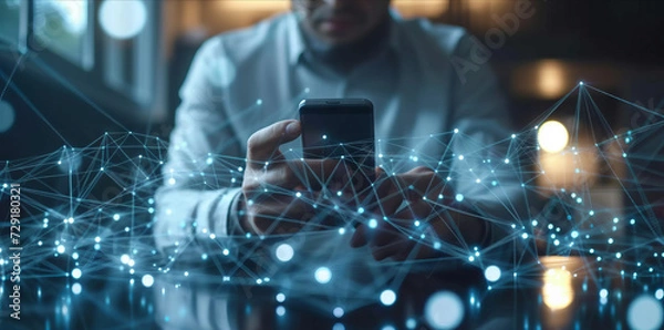 Fototapeta businessman using mobile smartphone