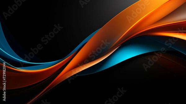 Obraz Abstract futuristic background with dark and warm color wave shapes. Visualization of motion 3d waves. Wallpaper or backdrop for modern projects