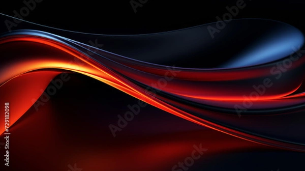 Obraz Abstract futuristic background with dark and warm color wave shapes. Visualization of motion 3d waves. Wallpaper or backdrop for modern projects
